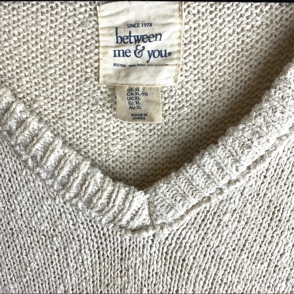 Anthropologie Between Me & You open shoulder sweater cream boho shirt oversized - Picture 4 of 4